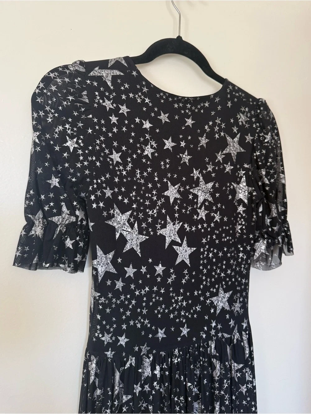 BlackMilk Stars Corrupted Stellar Midi Dress Black Mesh Silver Stars in Small - Picture 8 of 12
